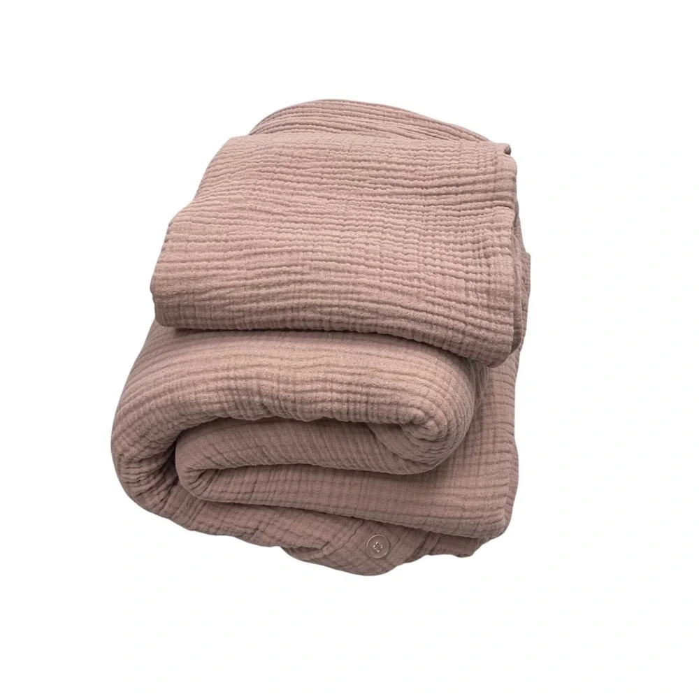 QUINCE Organic Cotton Gauze Twin Duvet Cover + Only One Sham Mauve Pink